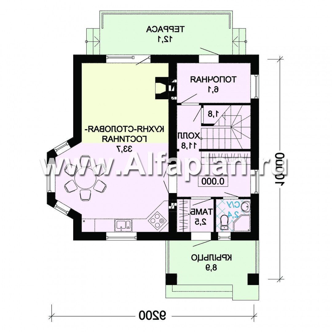 Проекты домов Альфаплан - Проект мансардного дома для небольшого участка - изображение плана проекта №1