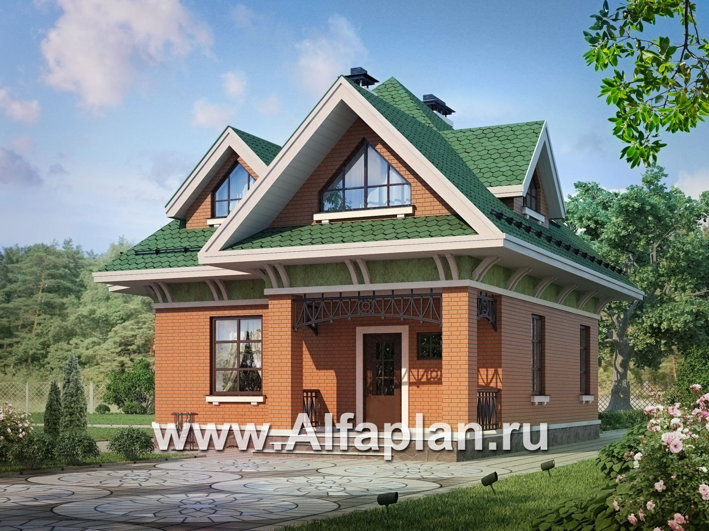 Проекты домов Альфаплан - Проект мансардного дома для небольшого участка - основное изображение