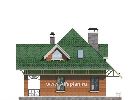 Проекты домов Альфаплан - Проект мансардного дома для небольшого участка - превью фасада №2