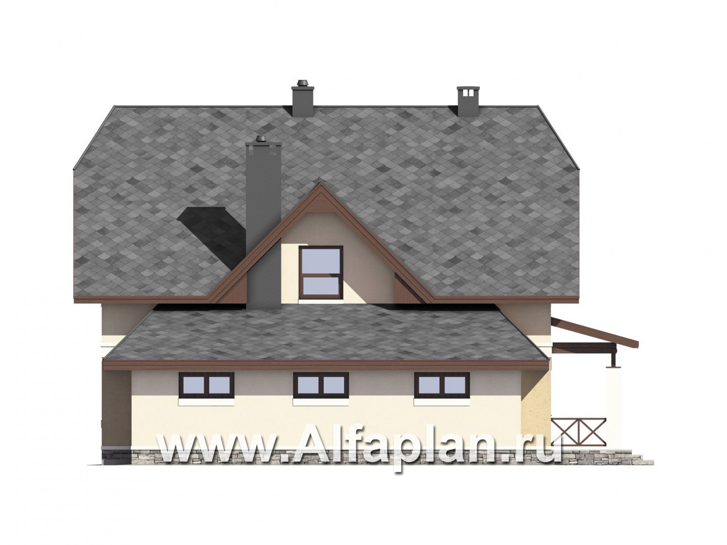 Проекты домов Альфаплан - Проект экономичного дома из газобетона c гаражом - изображение фасада №4