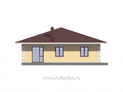 Проекты домов Альфаплан - Проект одноэтажного дома с удобной планировкой - превью фасада №3
