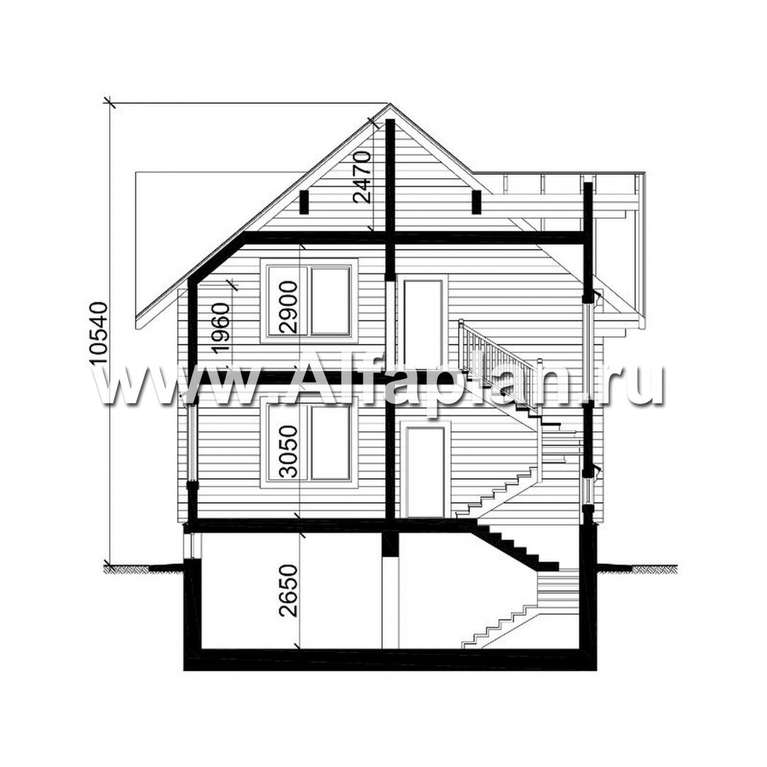 Проекты домов Альфаплан - Проект компактного деревянного дома с цоколем - изображение плана проекта №4