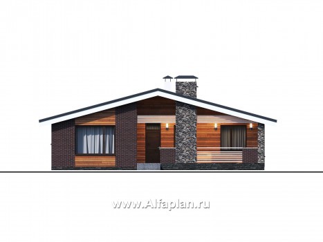 «Веда» - проект одноэтажного дома, 3 спальни, с двускатная крыша - превью фасада дома