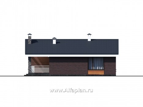 «Веда» - проект одноэтажного дома, 3 спальни, с двускатная крыша - превью фасада дома
