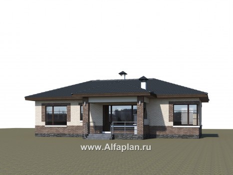 Проекты домов Альфаплан - «Авалон» - стильный одноэтажный дом с угловым остеклением - превью дополнительного изображения №2