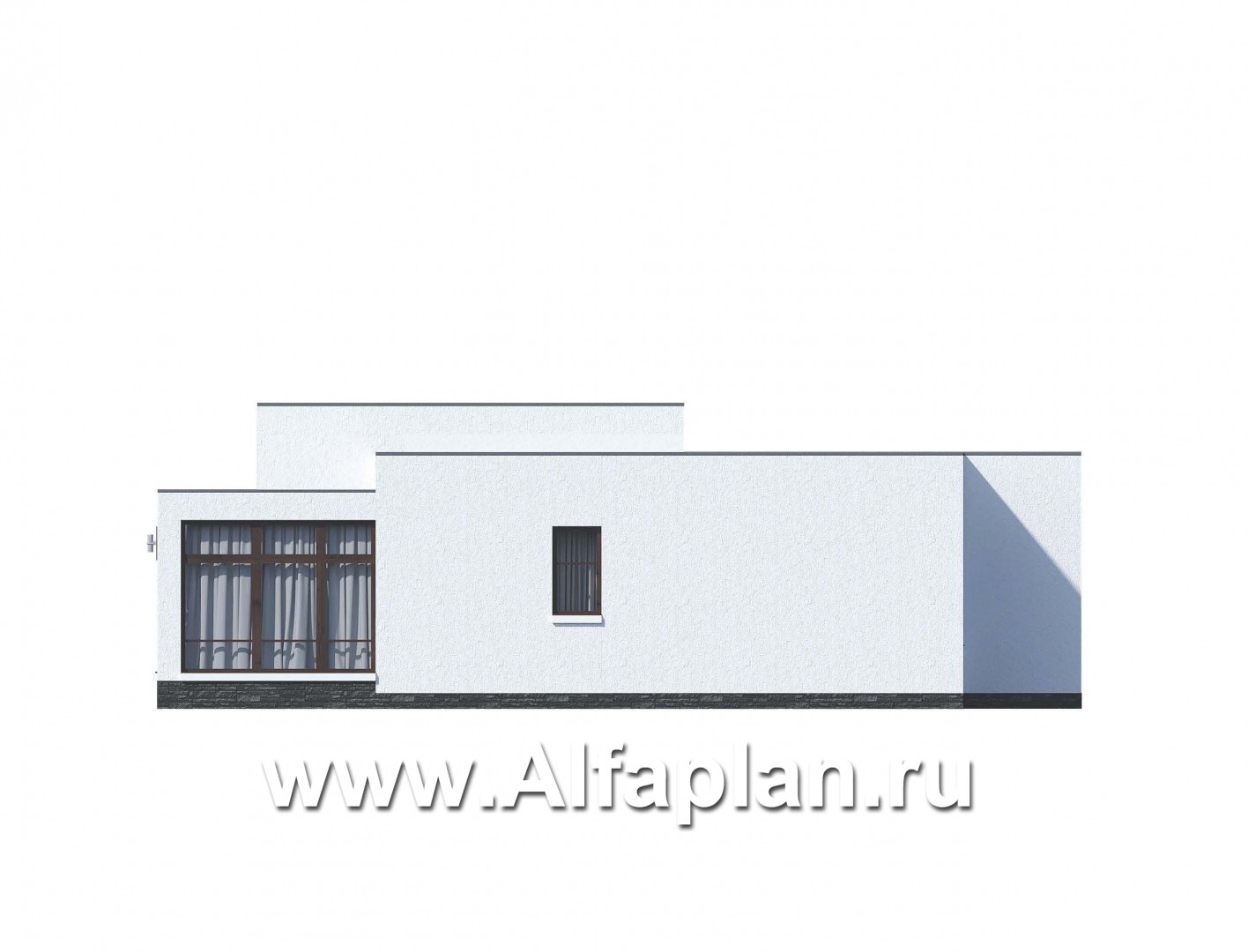 Проекты домов Альфаплан - «Эрато» — одноэтажный дом с плоской кровлей - изображение фасада №2