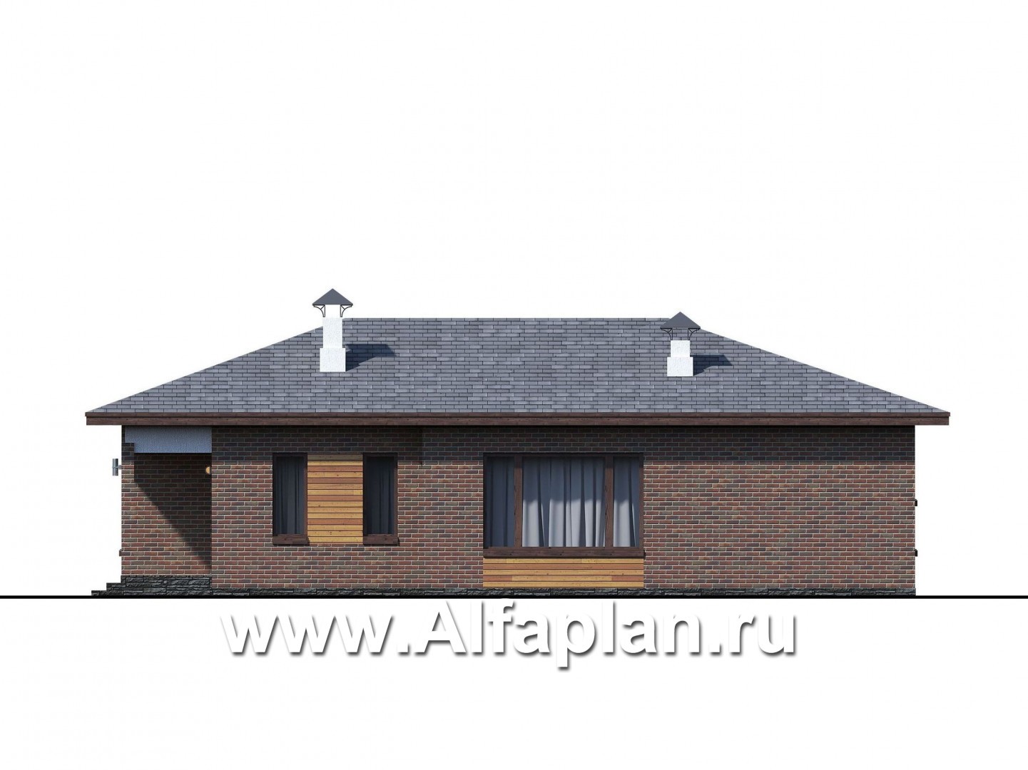 Проекты домов Альфаплан - «Притяжение» - одноэтажный дом с тремя спальнями - изображение фасада №2