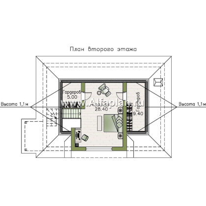 «Тигода» - проект простого дома с мансардой, в скандинавском стиле - превью план дома