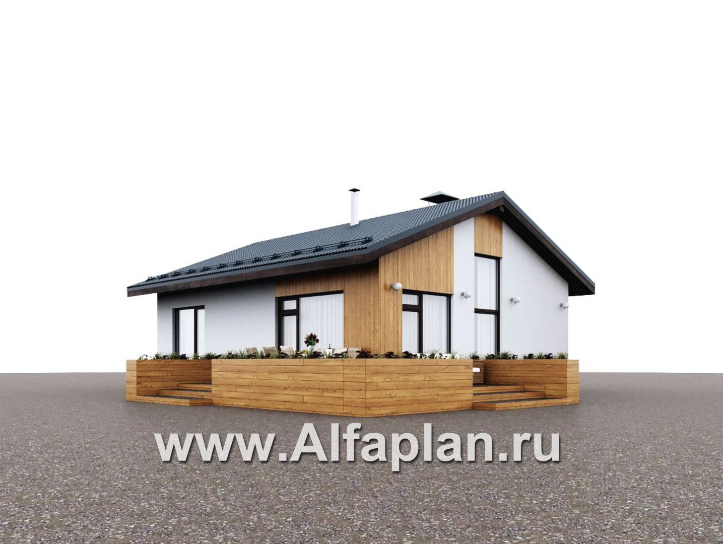 Проекты домов Альфаплан - "Литен" - проект простого одноэтажного дома с комфортной планировкой - дополнительное изображение №3