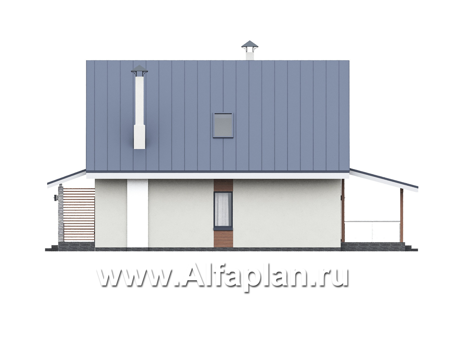 Проекты домов Альфаплан - "Генезис" - проект дома, с мансардой, с террасой в современном стиле - изображение фасада №2