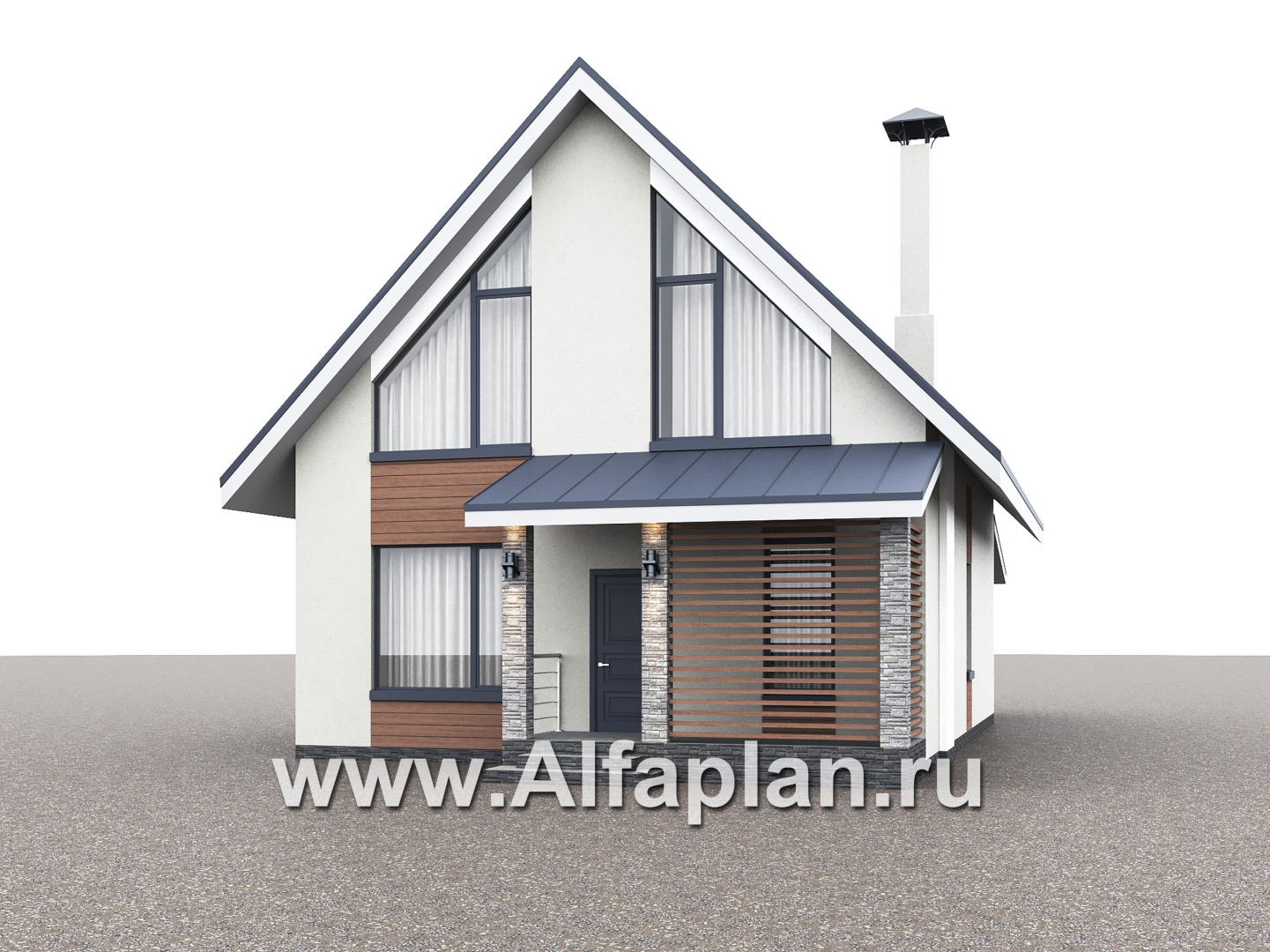 Проекты домов Альфаплан - "Генезис" - проект дома, с мансардой, с террасой в современном стиле - дополнительное изображение №1