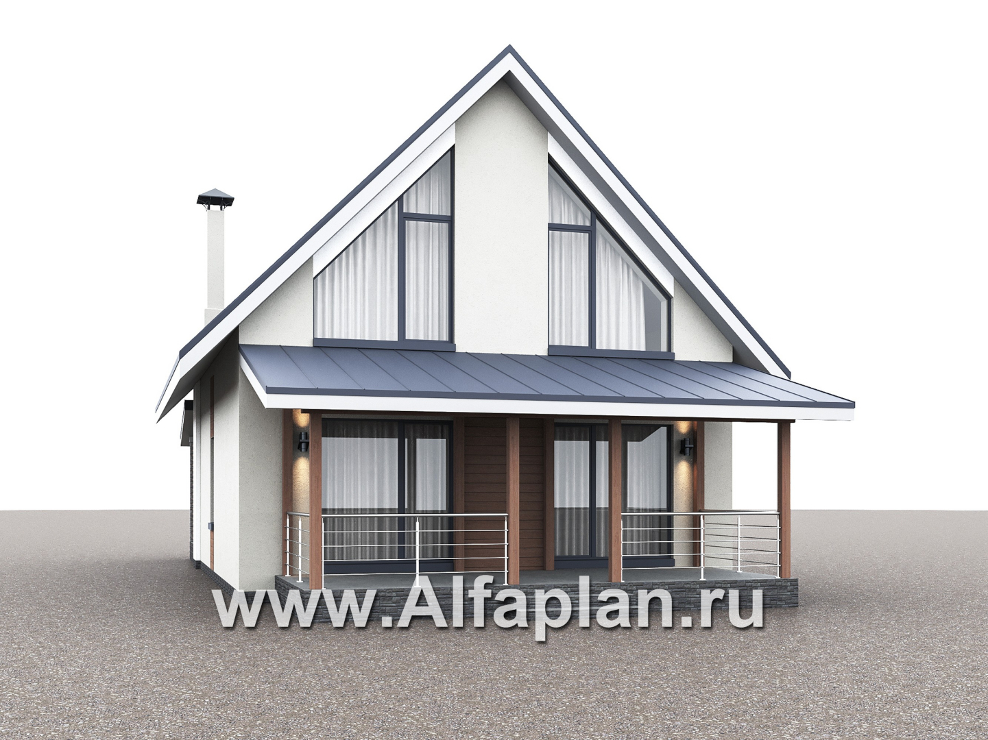 Проекты домов Альфаплан - "Генезис" - проект дома, с мансардой, с террасой в современном стиле - дополнительное изображение №2