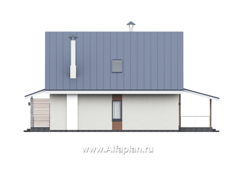 Проекты домов Альфаплан - "Генезис" - проект дома, с мансардой, с террасой в современном стиле - превью фасада №2