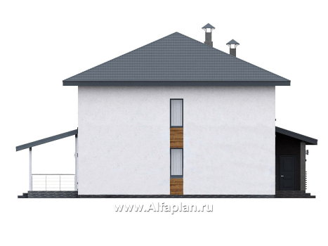 Проекты домов Альфаплан - "Чистая линия"  - проект дома, 2 этажа, мастер спальня, с террасой, в современном стиле - превью фасада №3