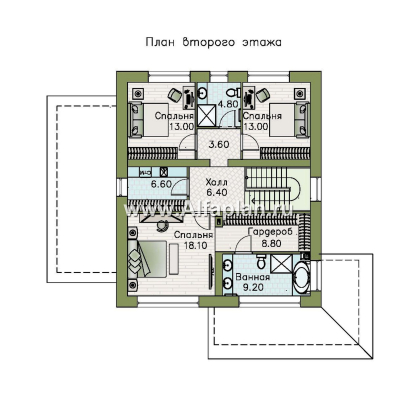 Проекты домов Альфаплан - "Чистая линия"  - проект дома, 2 этажа, мастер спальня, с террасой, в современном стиле - превью плана проекта №2