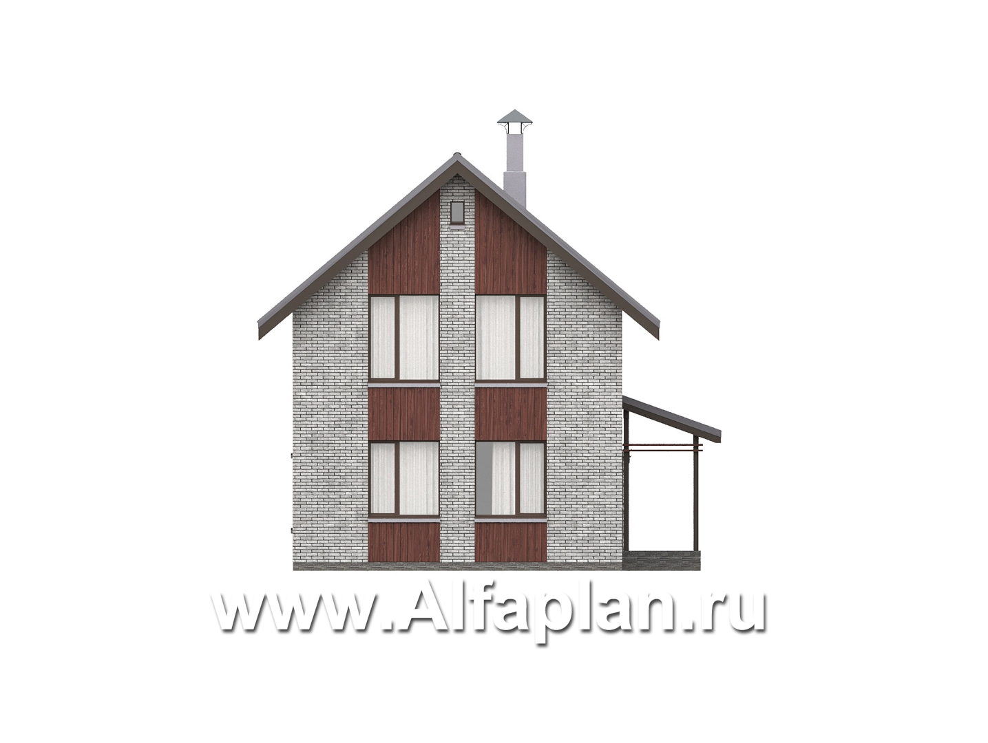 Проекты домов Альфаплан - "Мой путь" - проект дома из кирпича, 2 этажа, с террасой и с 5-ю спальнями - изображение фасада №4
