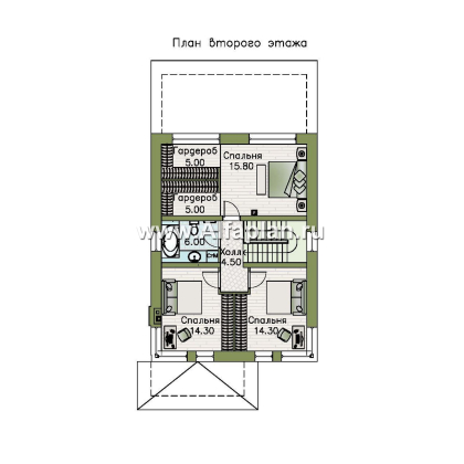 Проекты домов Альфаплан - "Генезис" - проект дома, 2 этажа, с террасой в стиле Райта - превью плана проекта №2