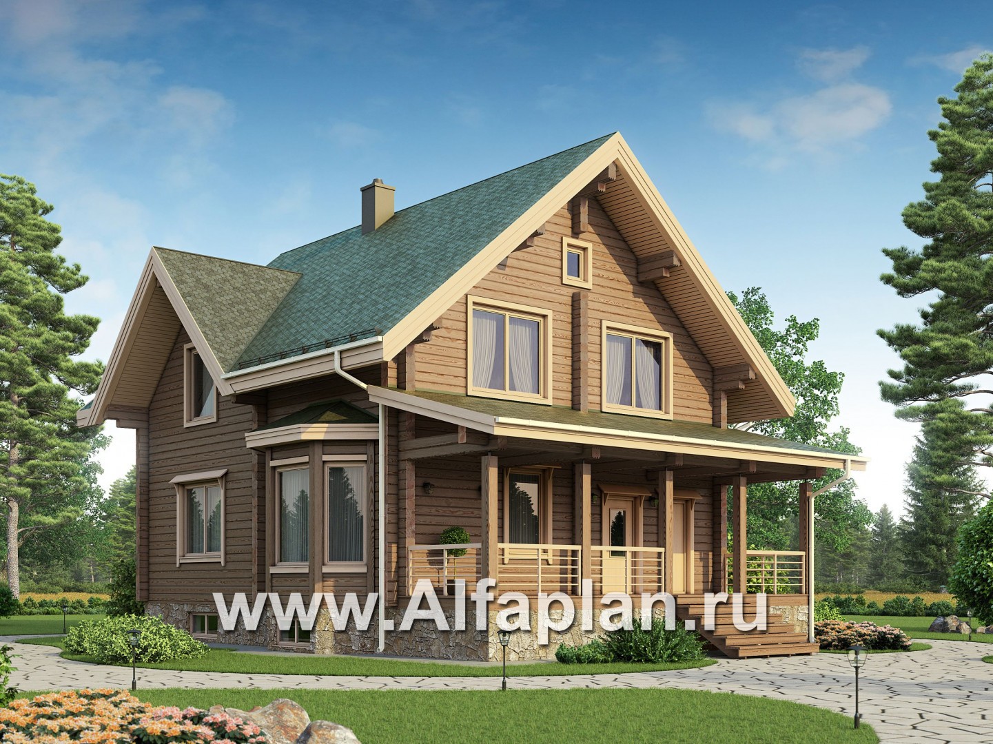 Проекты домов Альфаплан - Дом из бруса для загородного отдыха - основное изображение