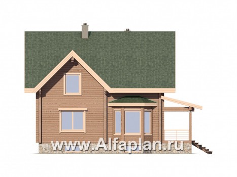 Проекты домов Альфаплан - Дом из бруса для загородного отдыха - превью фасада №2