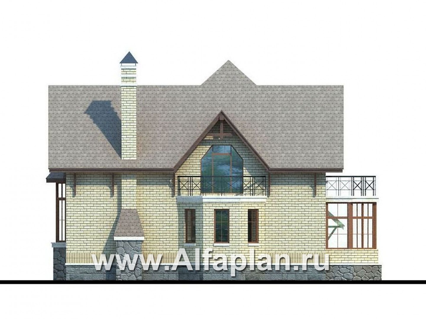 «Вернигероде» -проект коттеджа с мансардой, с эркером и вторым светом, с гаражом, в стиле фахверк - фасад дома