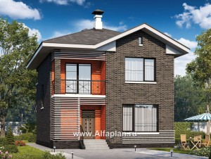 Превью проекта «Проект двухэтажного дома из кирпича «Серебро», с террасой,  для небольшой семьи»