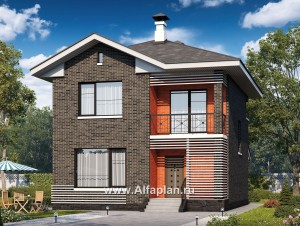 Превью проекта «Проект двухэтажного дома из кирпича «Серебро» для небольшой семьи»