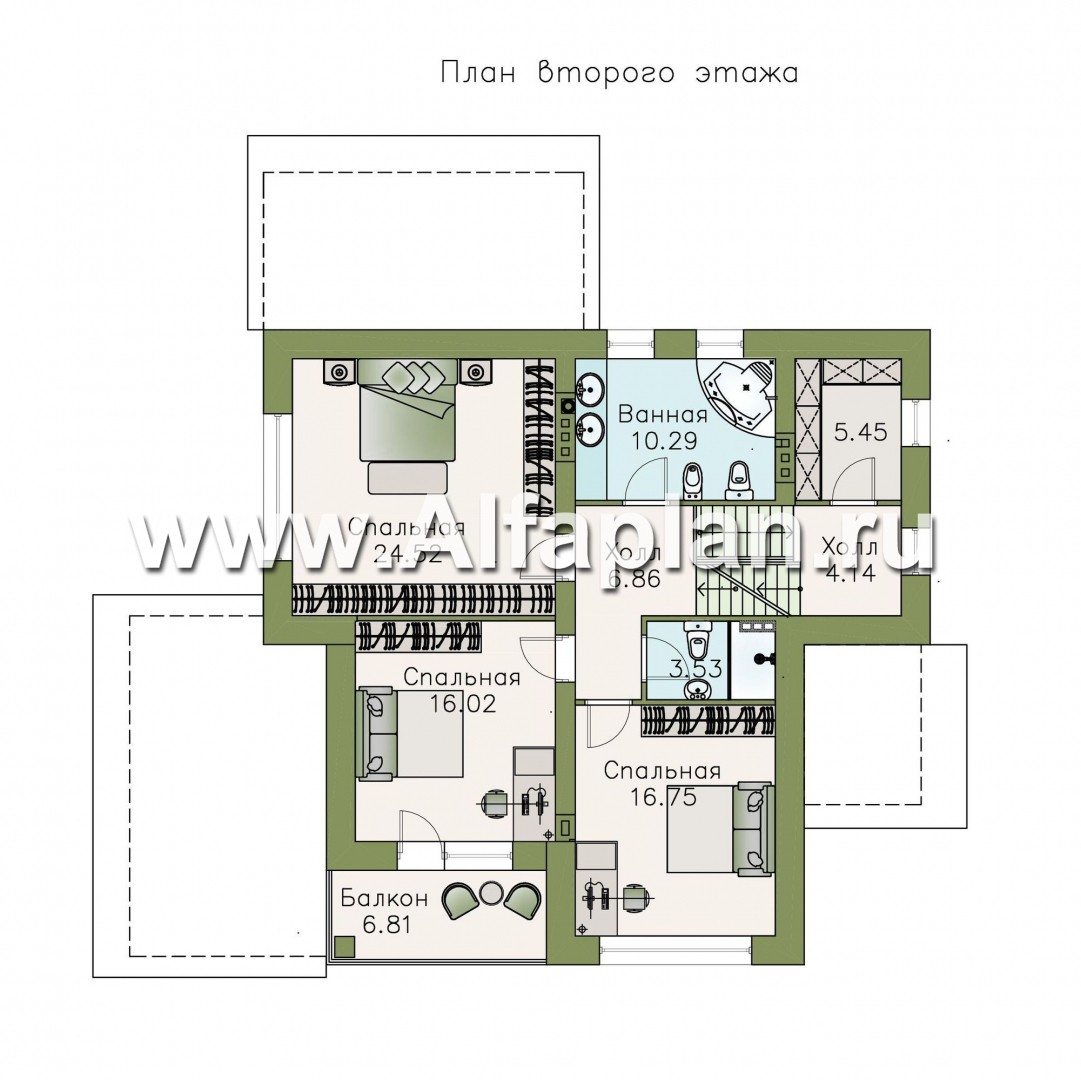 Проекты домов Альфаплан - «Линия горизонта» - современный коттедж с гаражом в цоколе - изображение плана проекта №3