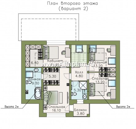 «Кассиопея» -  проект дома с мансардой, с планировкой с 6-ю спальнями - превью план дома