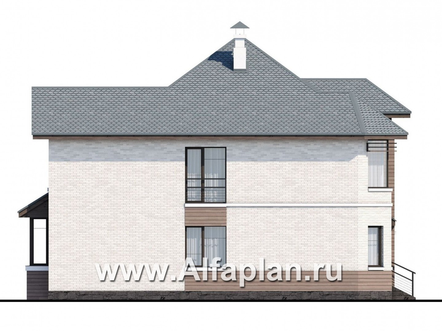 «Гольфстрим» - современный проект двухэтажного дома, с эркером и вторым светом - фасад дома