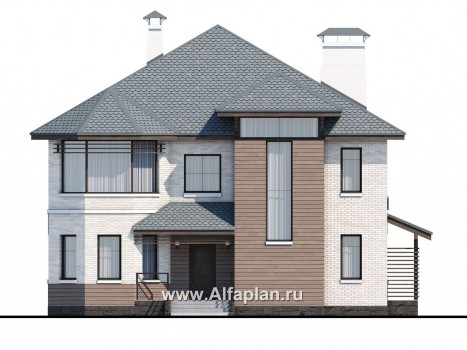 «Гольфстрим» - современный проект двухэтажного дома, с эркером и вторым светом - превью фасада дома