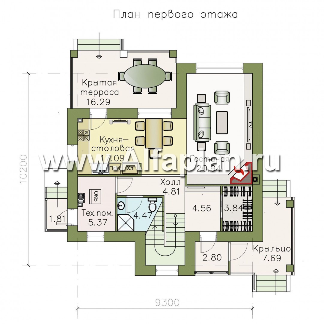 Проекты домов Альфаплан - «Виконт» - двухэтажный дом с отличной планировкой - план проекта №1