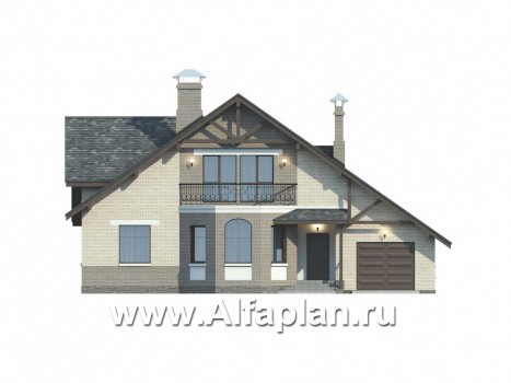 Проекты домов Альфаплан - «Бавария» - шале с комфортной планировкой - превью фасада №1