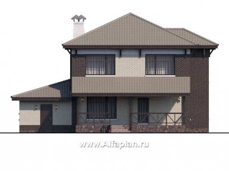 Проекты домов Альфаплан - «Вишера» - стильный дом с гаражом - превью фасада №4