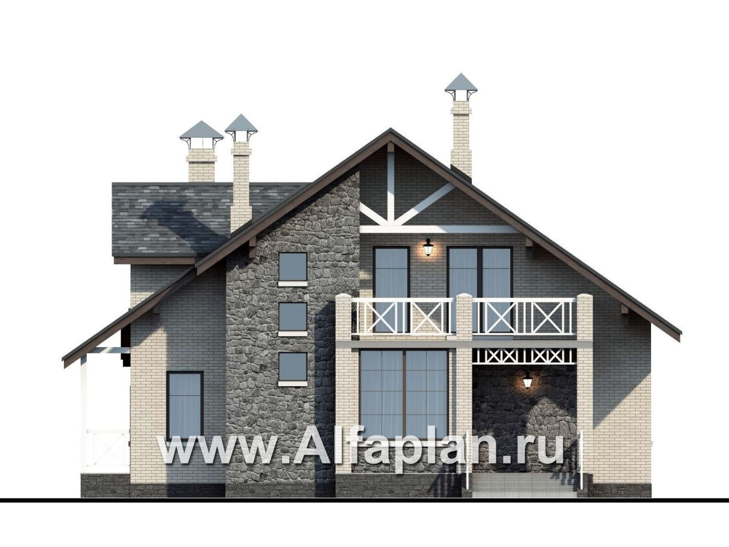 Проекты домов Альфаплан - «Грюневальд»- шале с удобным и рациональным планом - изображение фасада №1