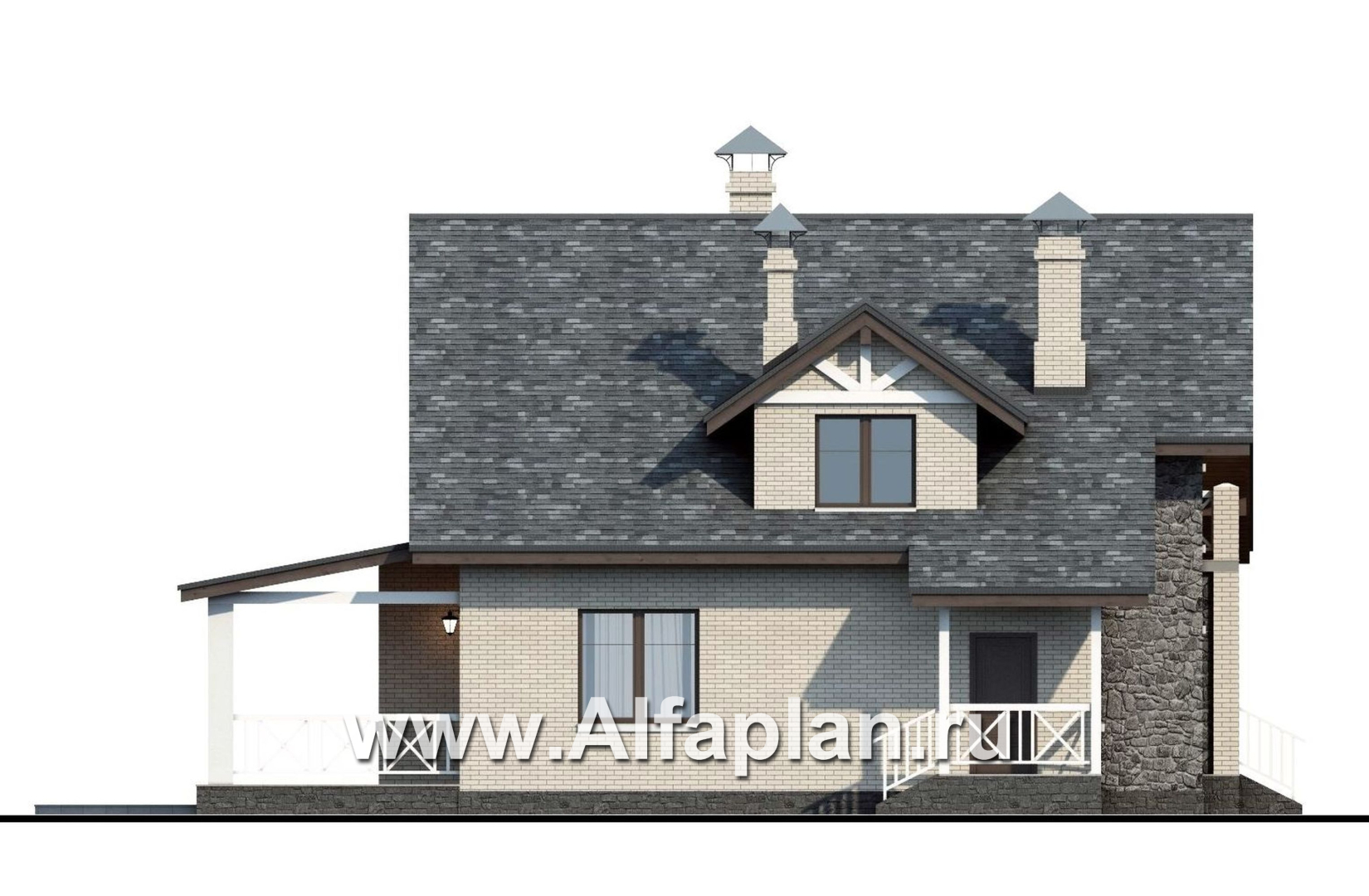Проекты домов Альфаплан - «Грюневальд»- шале с удобным и рациональным планом - изображение фасада №3