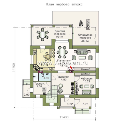 Проекты домов Альфаплан - «Грюневальд»- шале с удобным и рациональным планом - превью плана проекта №1