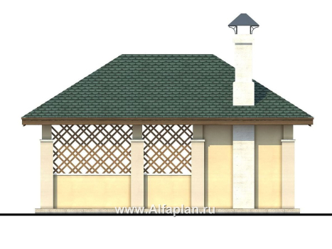 Проекты домов Альфаплан - Беседка-павильон с барбекю (летняя кухня) - превью фасада №4