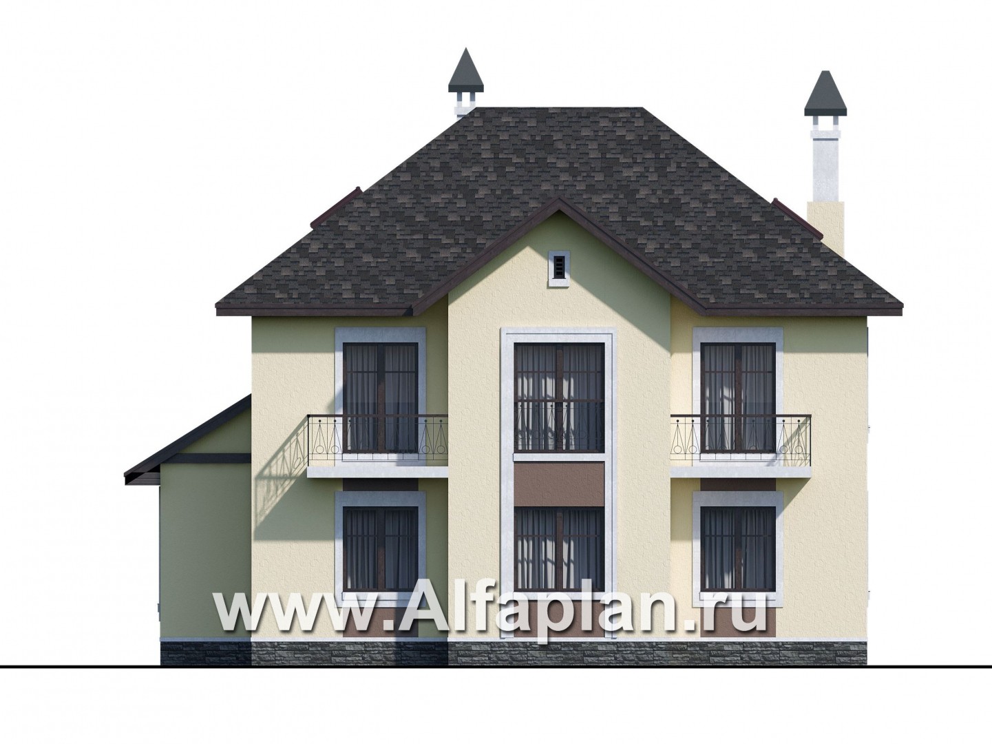 Проекты домов Альфаплан - «Разумовский» - элегантный загородный коттедж - изображение фасада №4