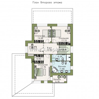 Проекты домов Альфаплан - «Вишера» - стильный дом с гаражом на два автомобиля - превью плана проекта №2
