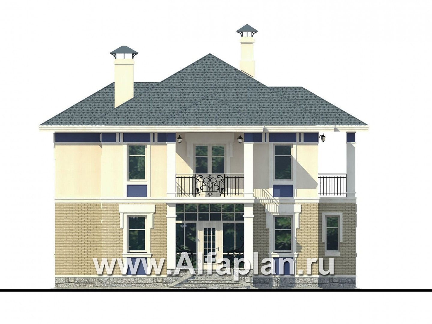 Проекты домов Альфаплан - «Аристократ» -  современный особняк в стиле модерн - изображение фасада №1