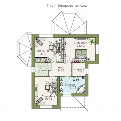 Проекты домов Альфаплан - «Белоостров»- классический коттедж с удобной планом - превью плана проекта №2