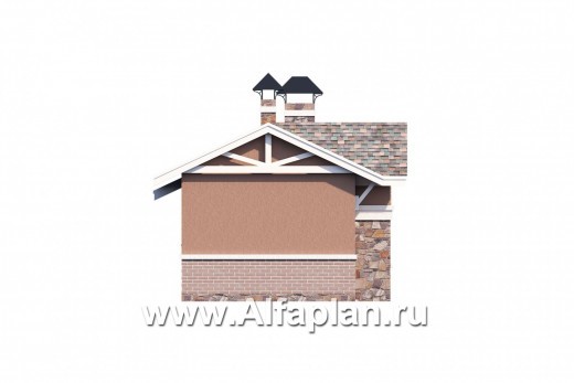 Проекты домов Альфаплан - Красивая и удобная баня c террасой (беседкой) и камином - превью фасада №3