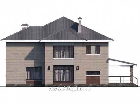«Луара» — проект двухэтажного дома, планировка с двусветной столовой, с сауной и с террасой - превью фасада дома