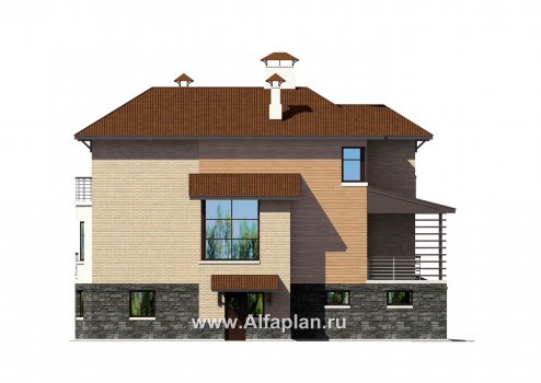 Проекты домов Альфаплан - «Светлая жизнь» - современный дом с большими окнами - превью фасада №3