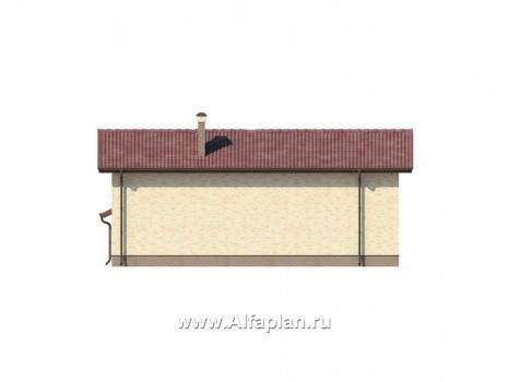 Проект дома для отдыха, с сауной и с бассейном, с полукруглой террасой - превью фасада дома