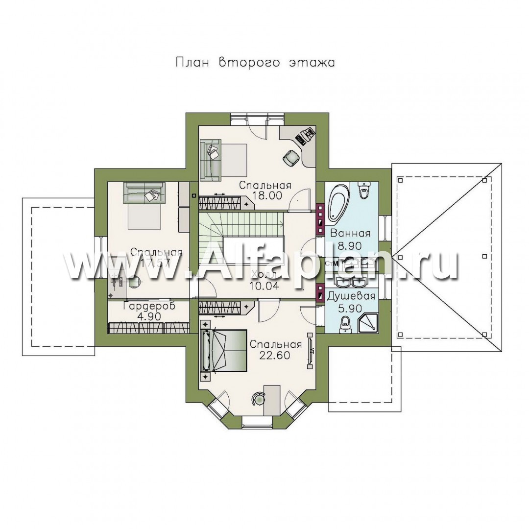 Проекты домов Альфаплан - «Клио» - коттедж с угловой террасой - изображение плана проекта №2