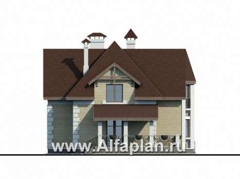 Проекты домов Альфаплан - «Клио» - коттедж с угловой террасой - превью фасада №3