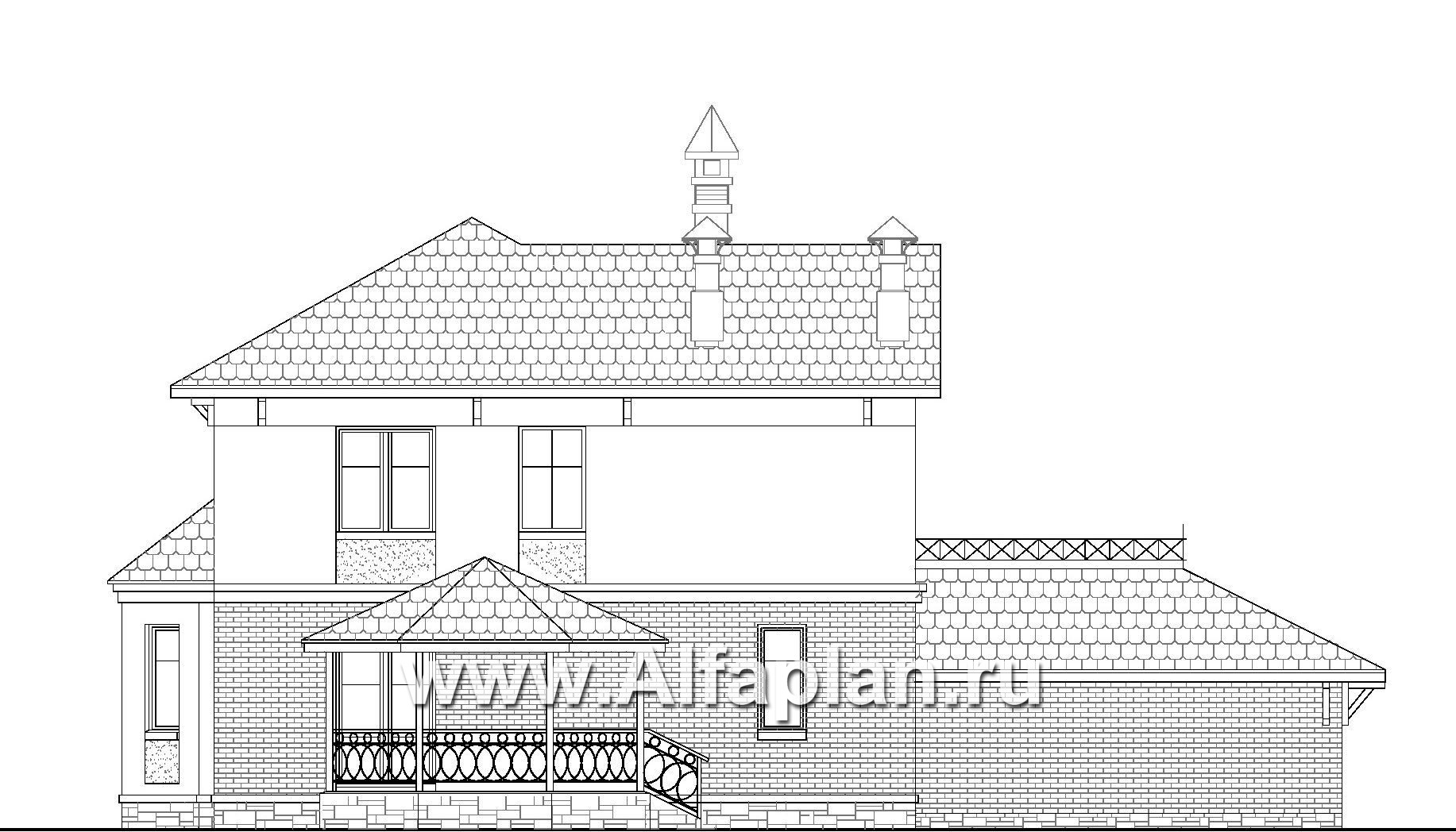 «Классика» - проект двухэтажного дома с эркером и с балконом, с гаражом на 2 авто - фасад дома