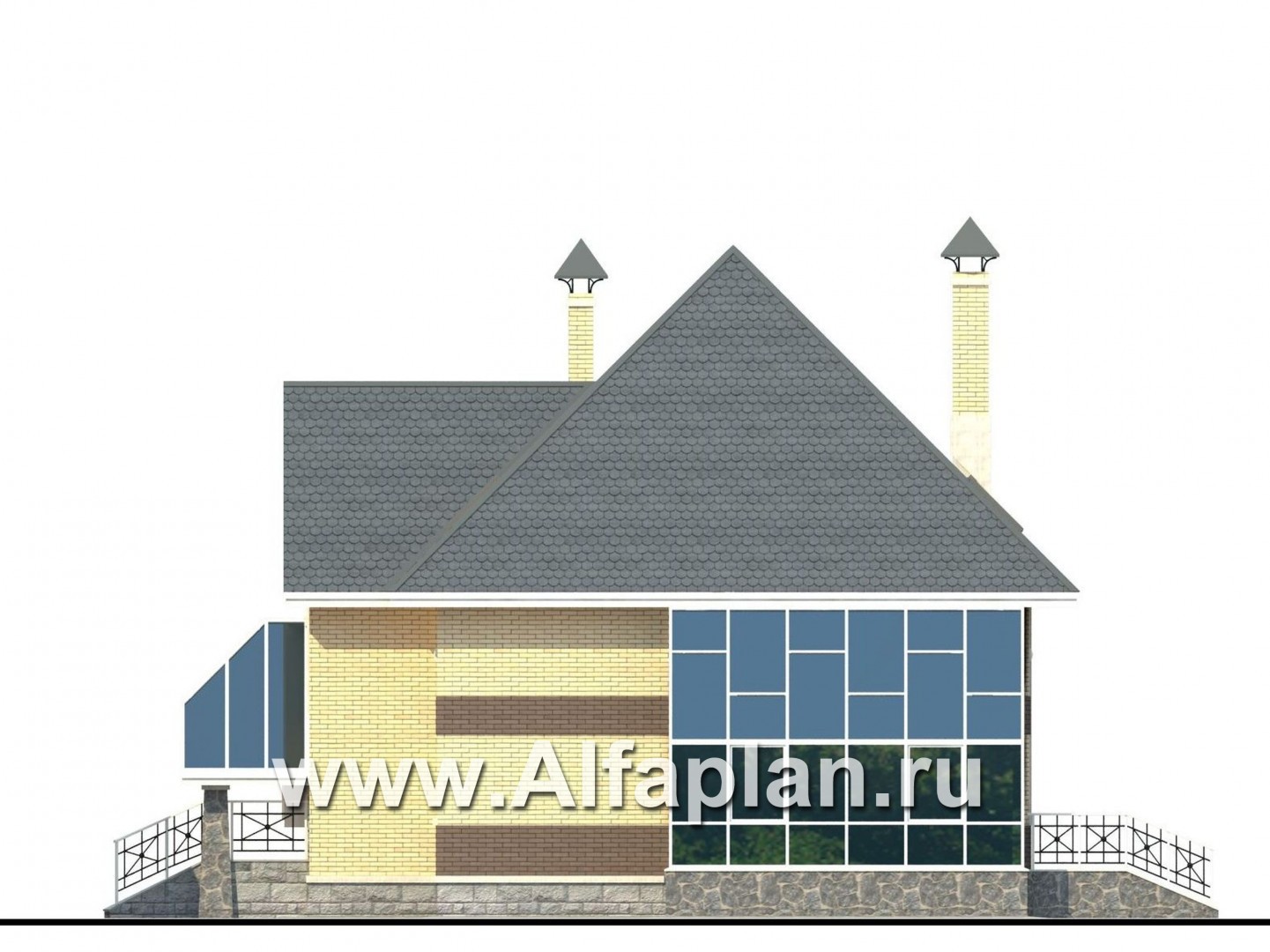 Проекты домов Альфаплан - «Светлая жизнь» - дом с окнами в небо - изображение фасада №2
