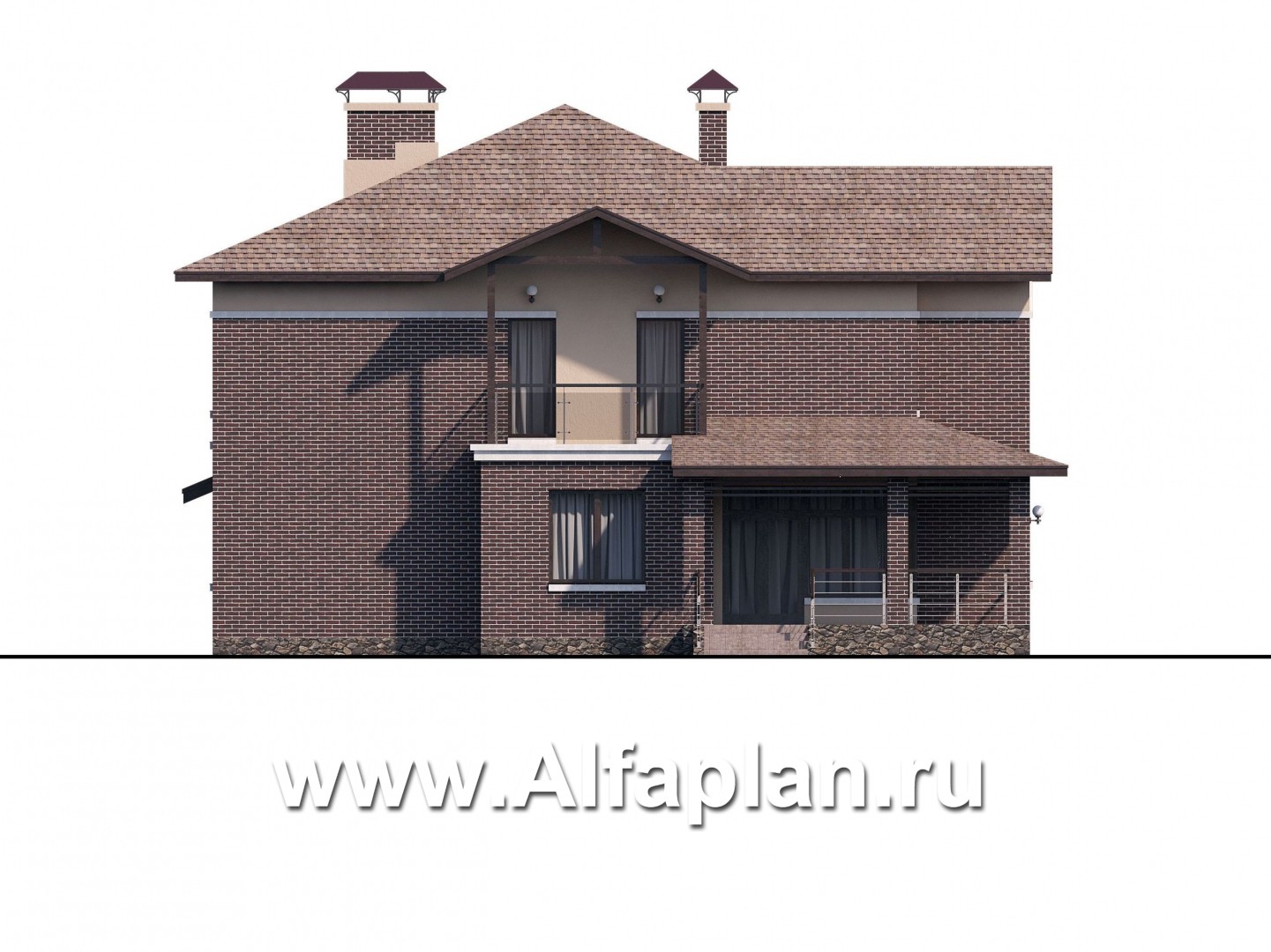 Проекты домов Альфаплан - «Голицын»- особняк с гаражом на два автомобиля - изображение фасада №3